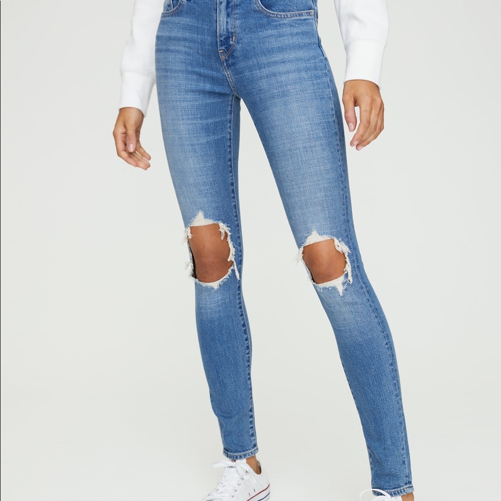 Levi's 721 High Waist Ripped Skinny Jeans Rugged